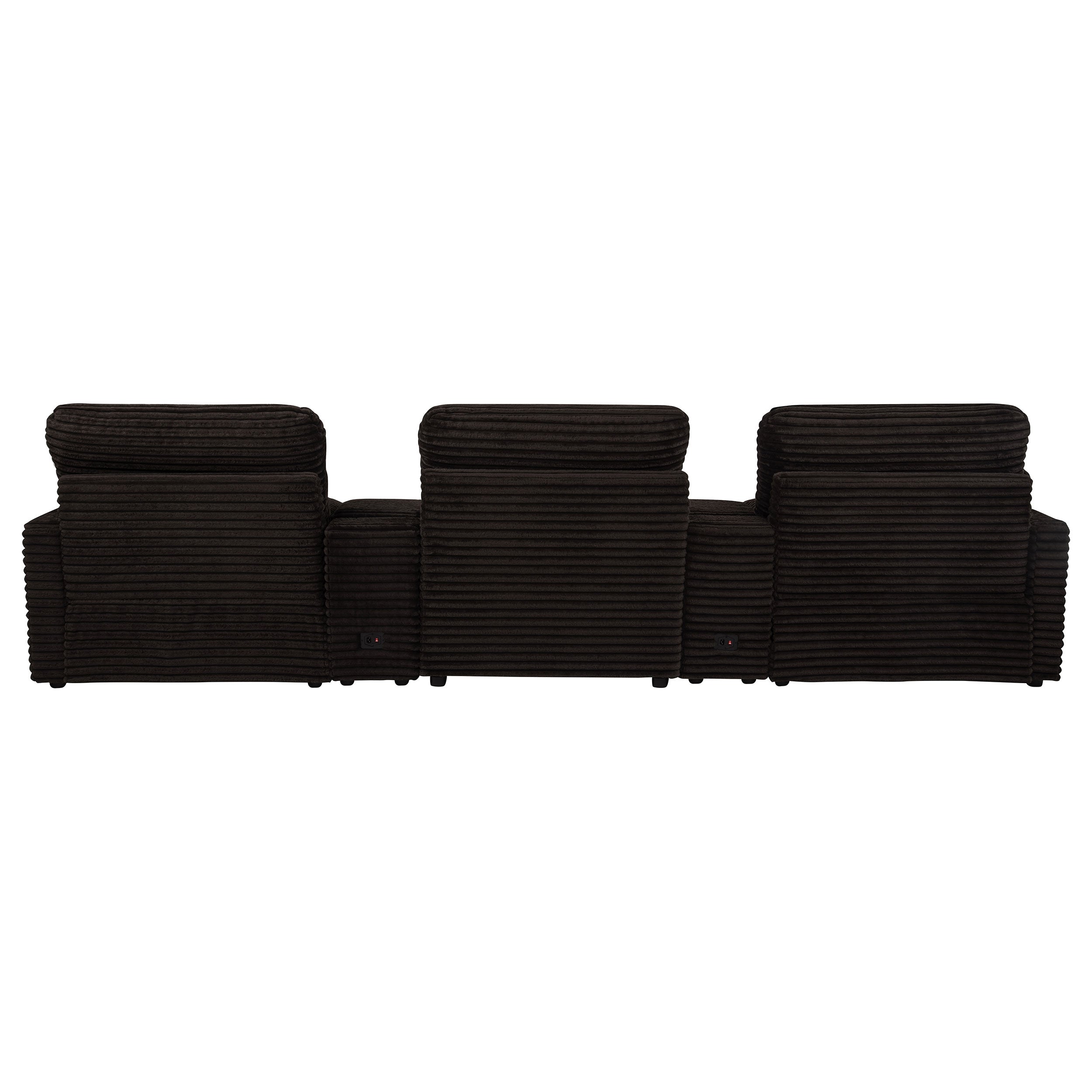 Collins 5-Piece Power Reclining Home Theater Seating Chocolate Brown — view 7