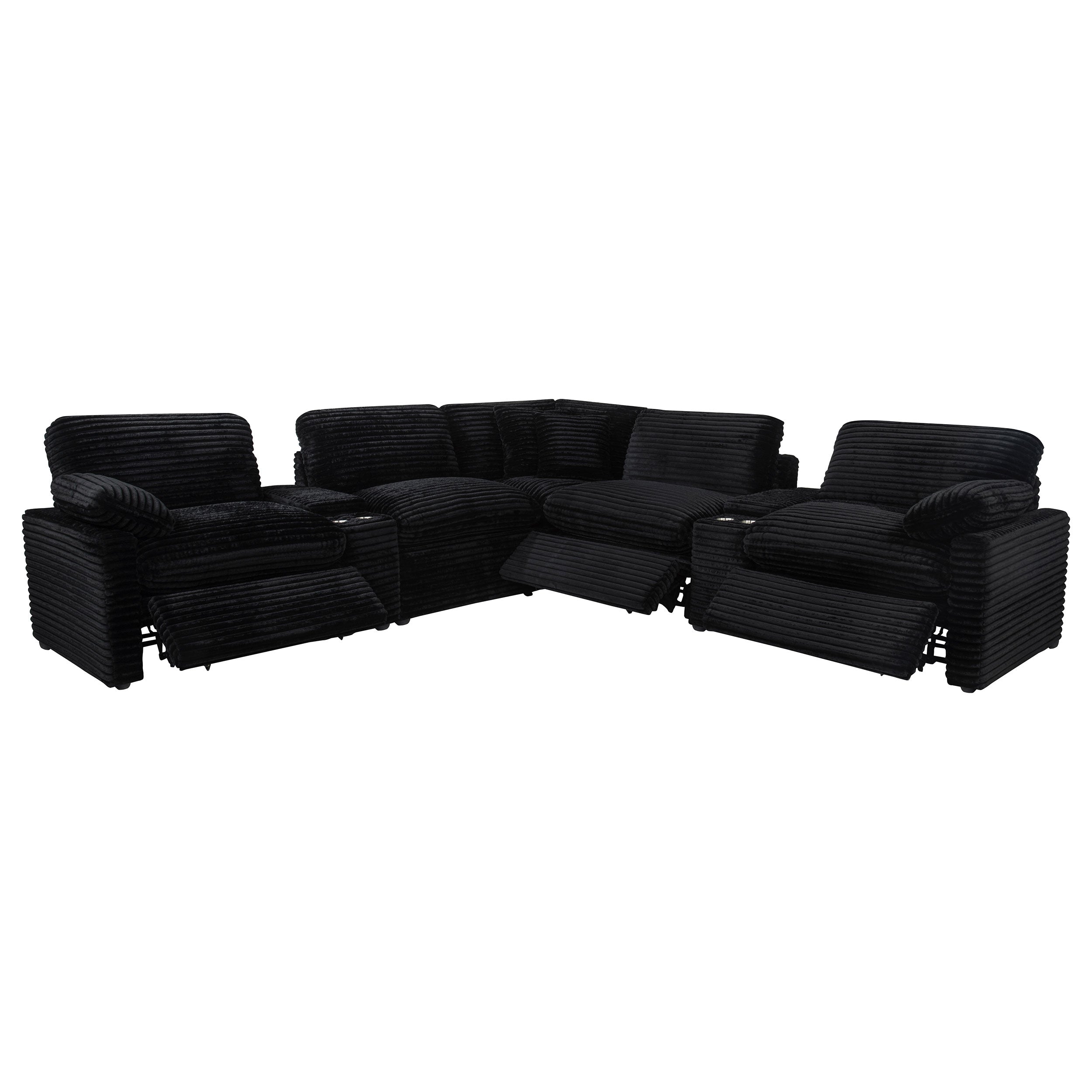 Collins 7-piece Modular Power Reclining Sectional Black — view 4