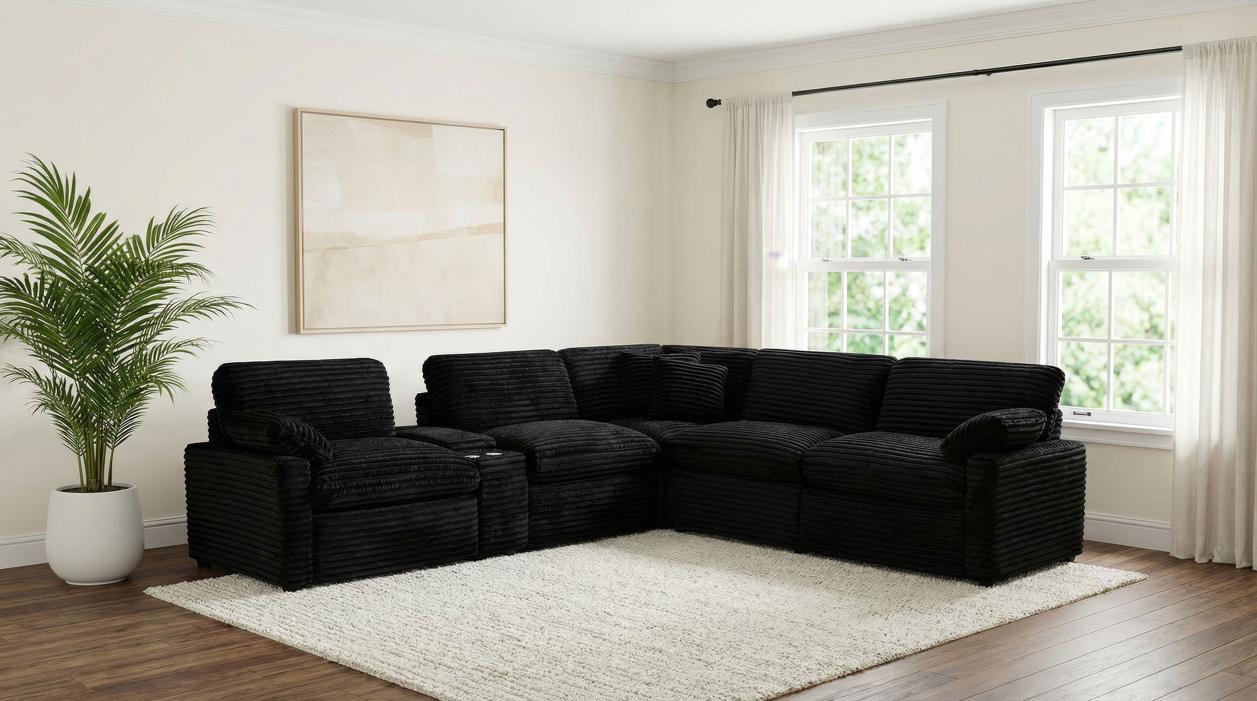 Collins 6-piece Modular Power Reclining Sectional Black — view 2