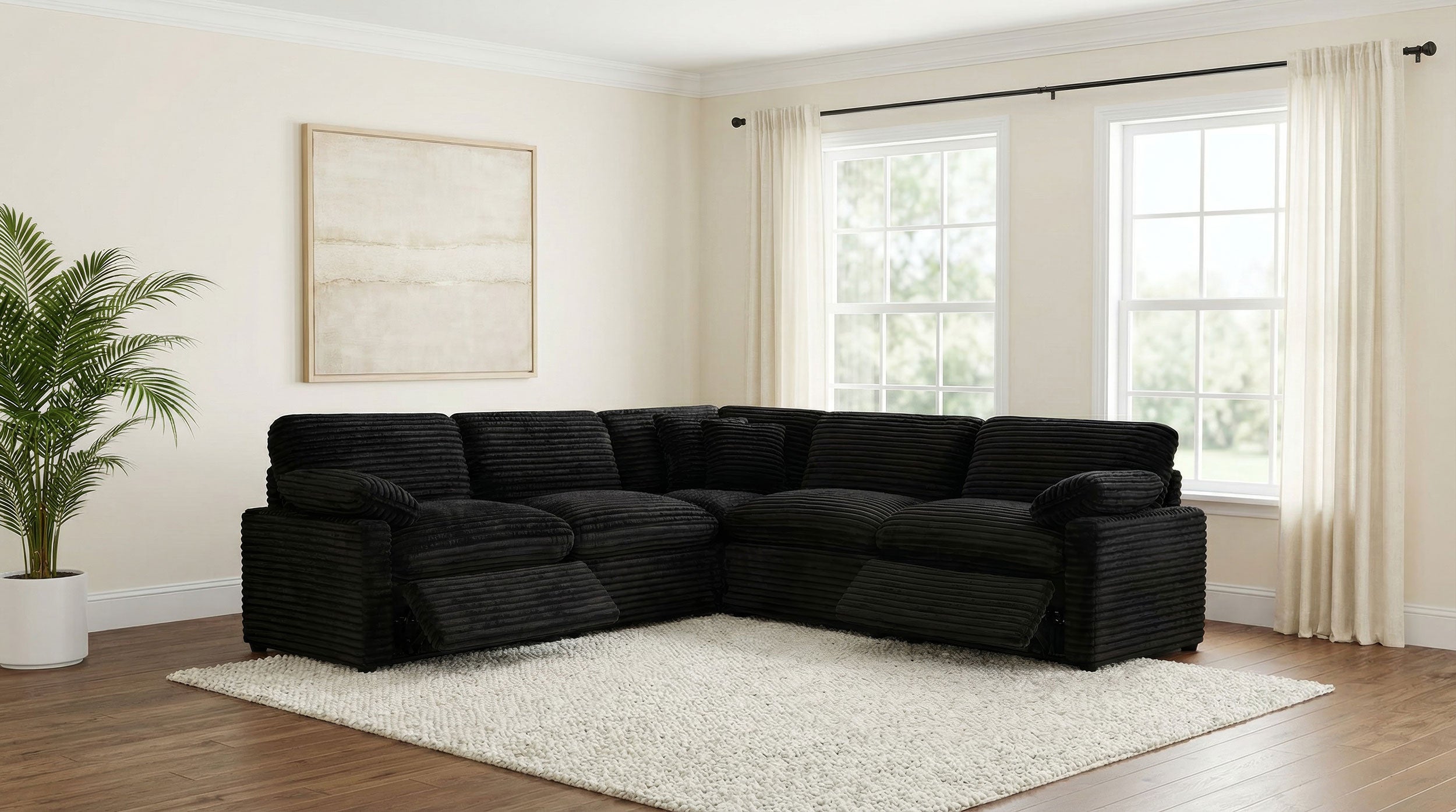 Collins 5-piece Modular Power Reclining Sectional Black — view 3