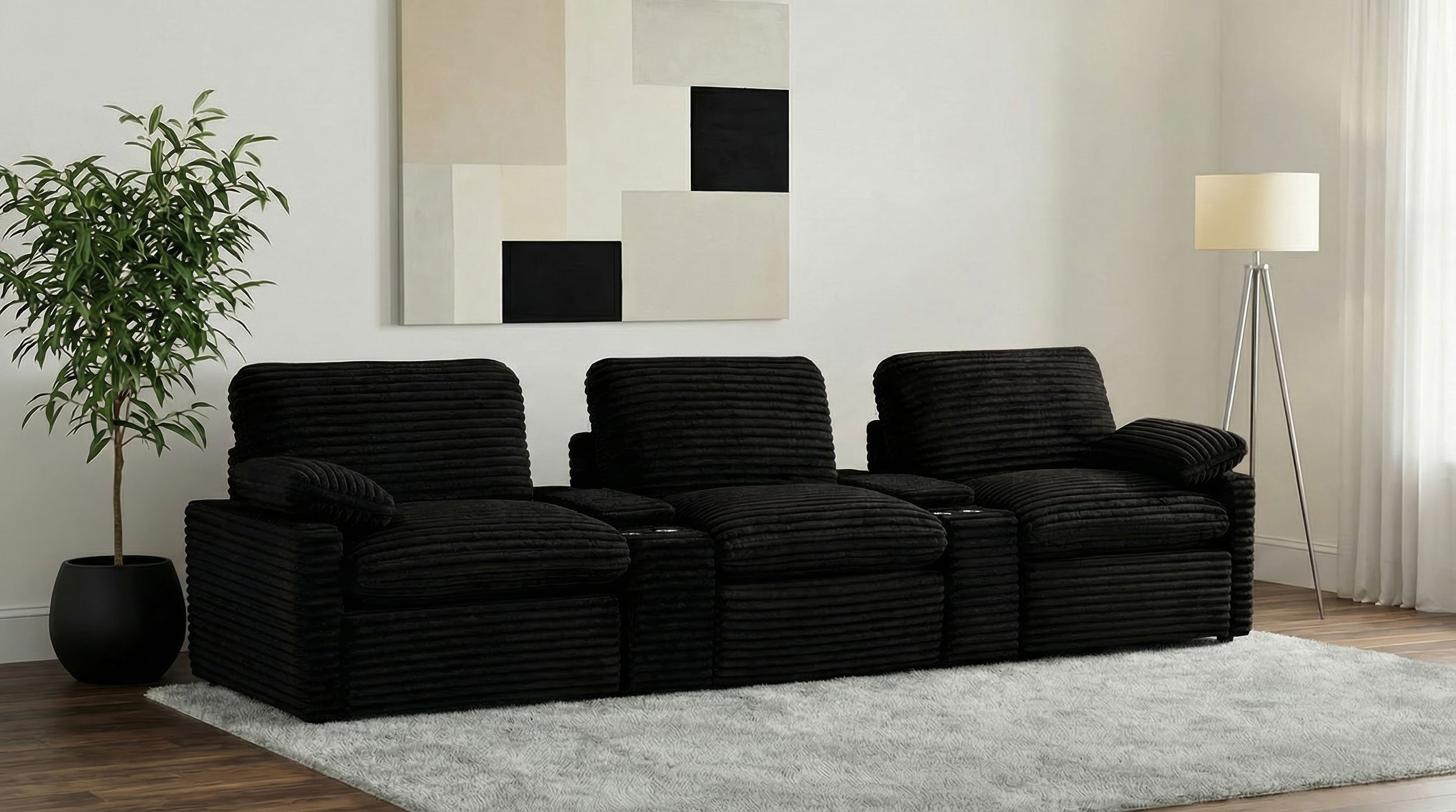 Collins 5-Piece Power Reclining Home Theater Seating Black — view 2