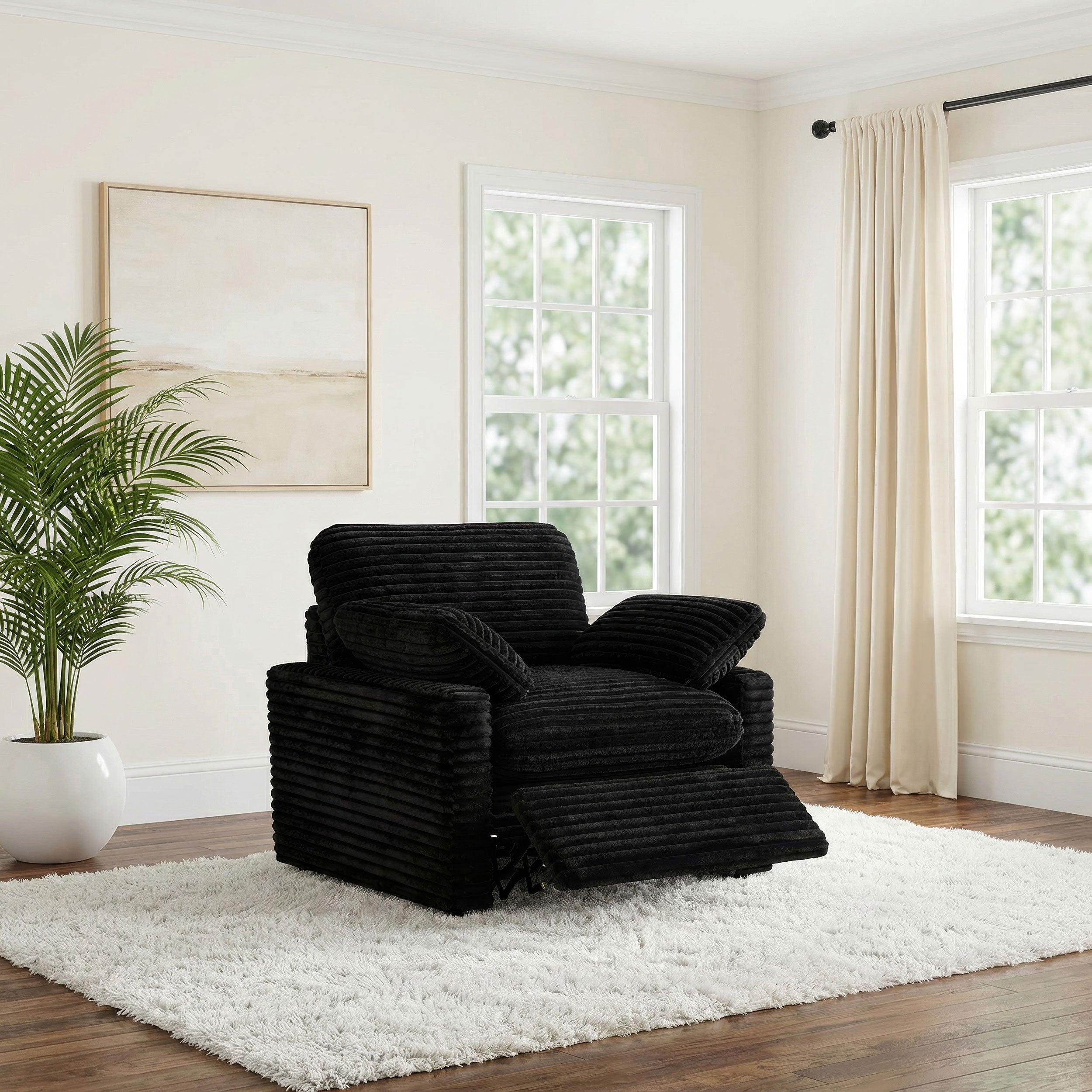 Collins Upholstered Power Recliner Chair Black — view 3