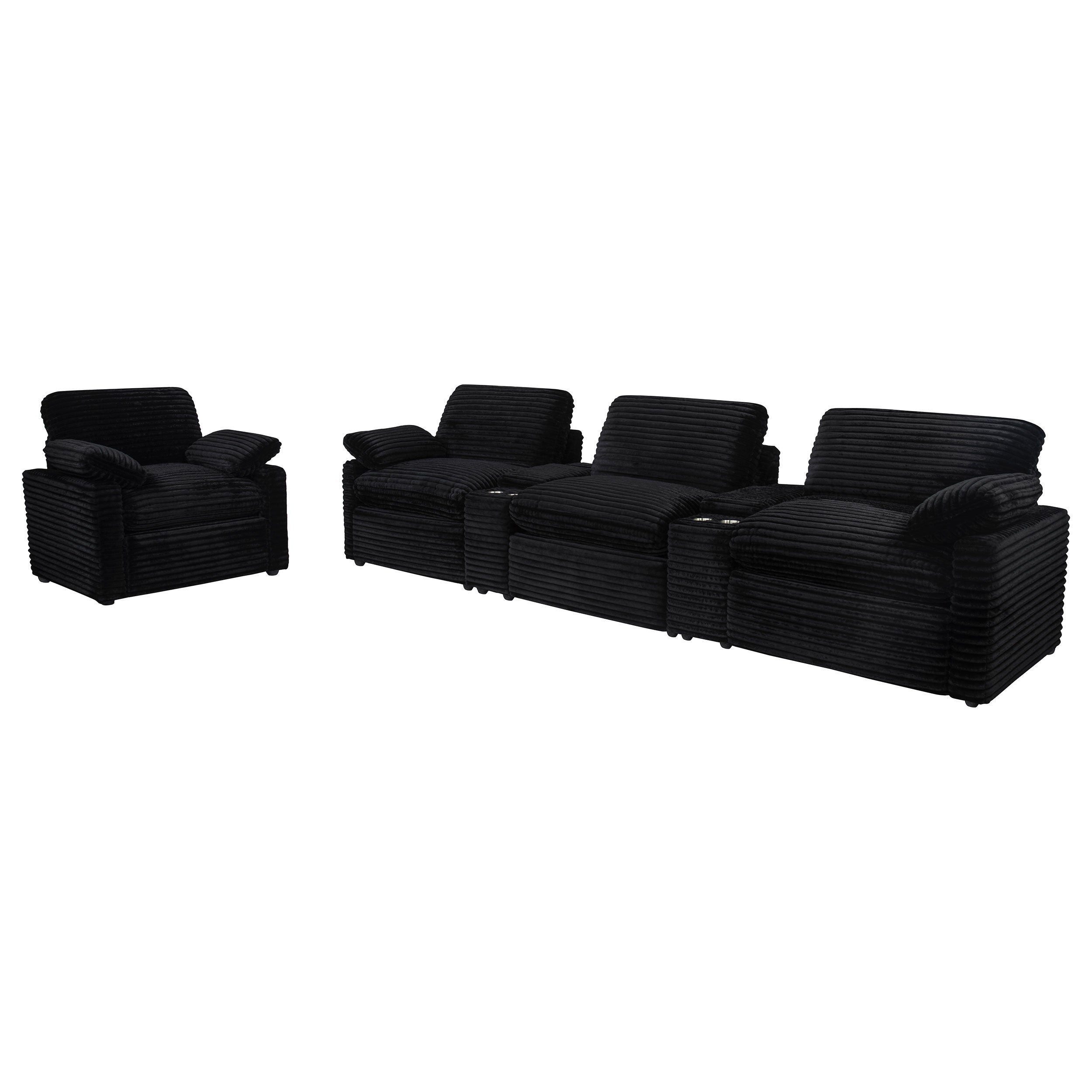 Collins Upholstered Power Recliner Chair Black — view 15
