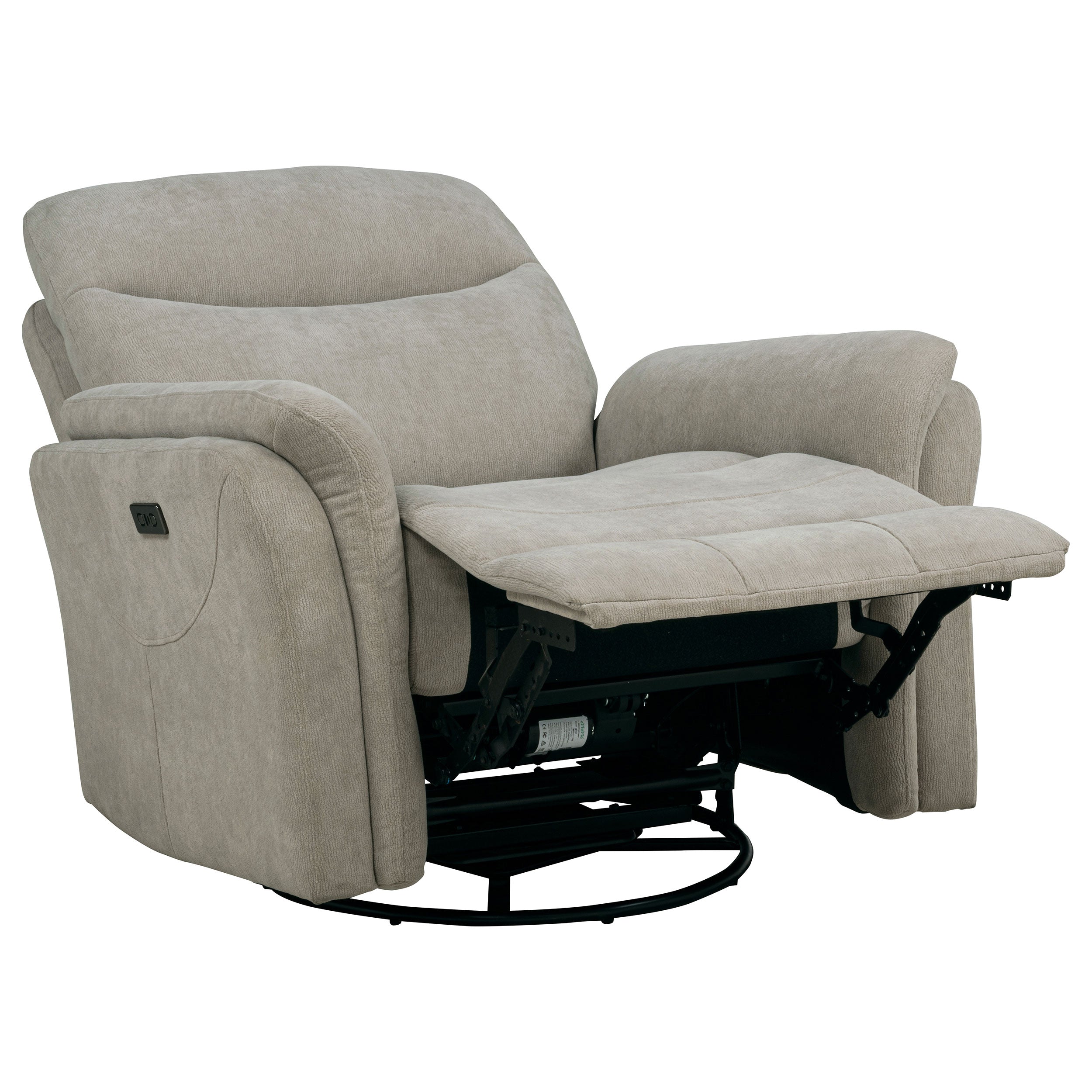 Adler Upholstered Power Swivel Glider Recliner Greige — view 5