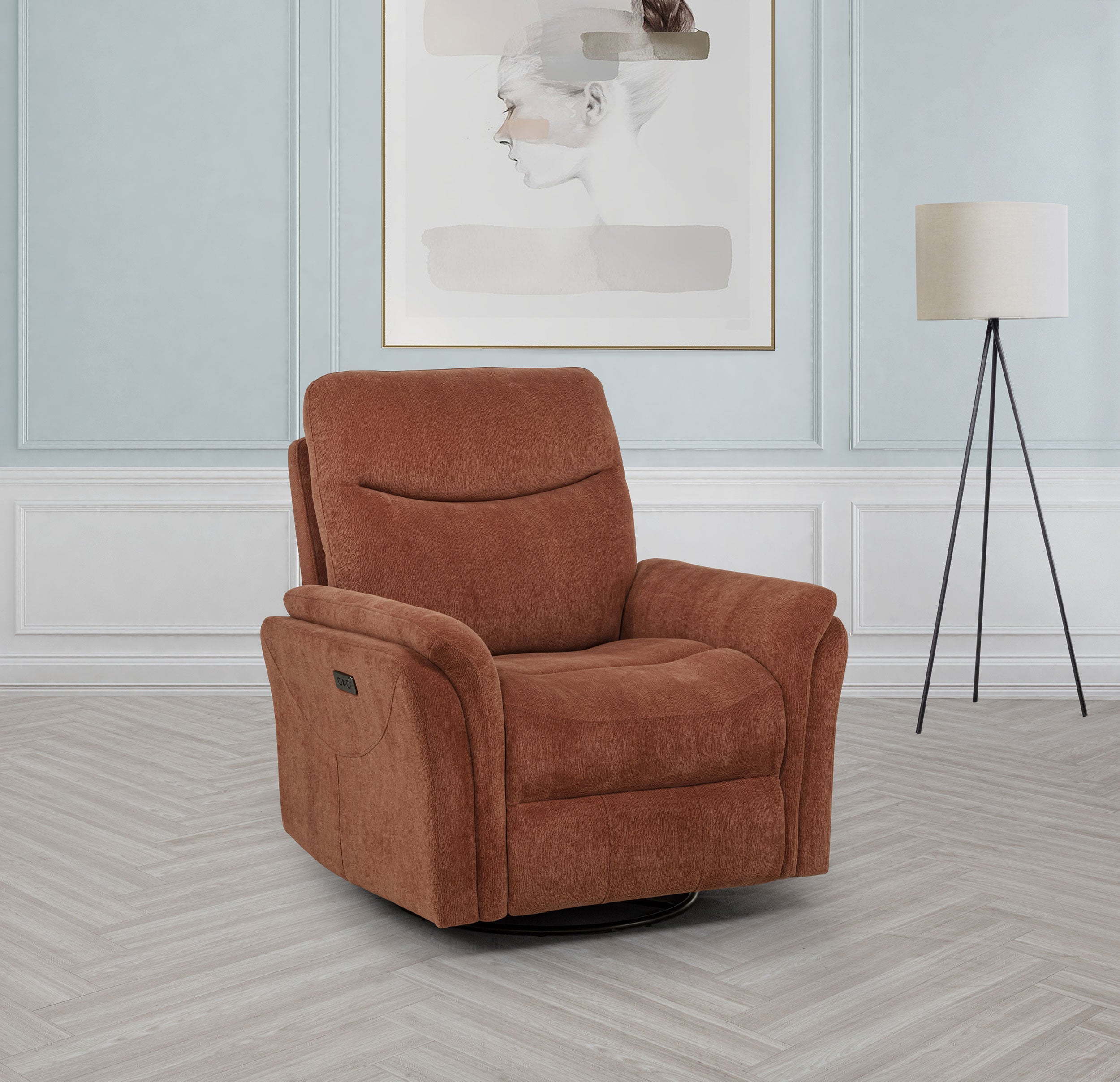 Adler Upholstered Power Swivel Glider Recliner Rust — view 2