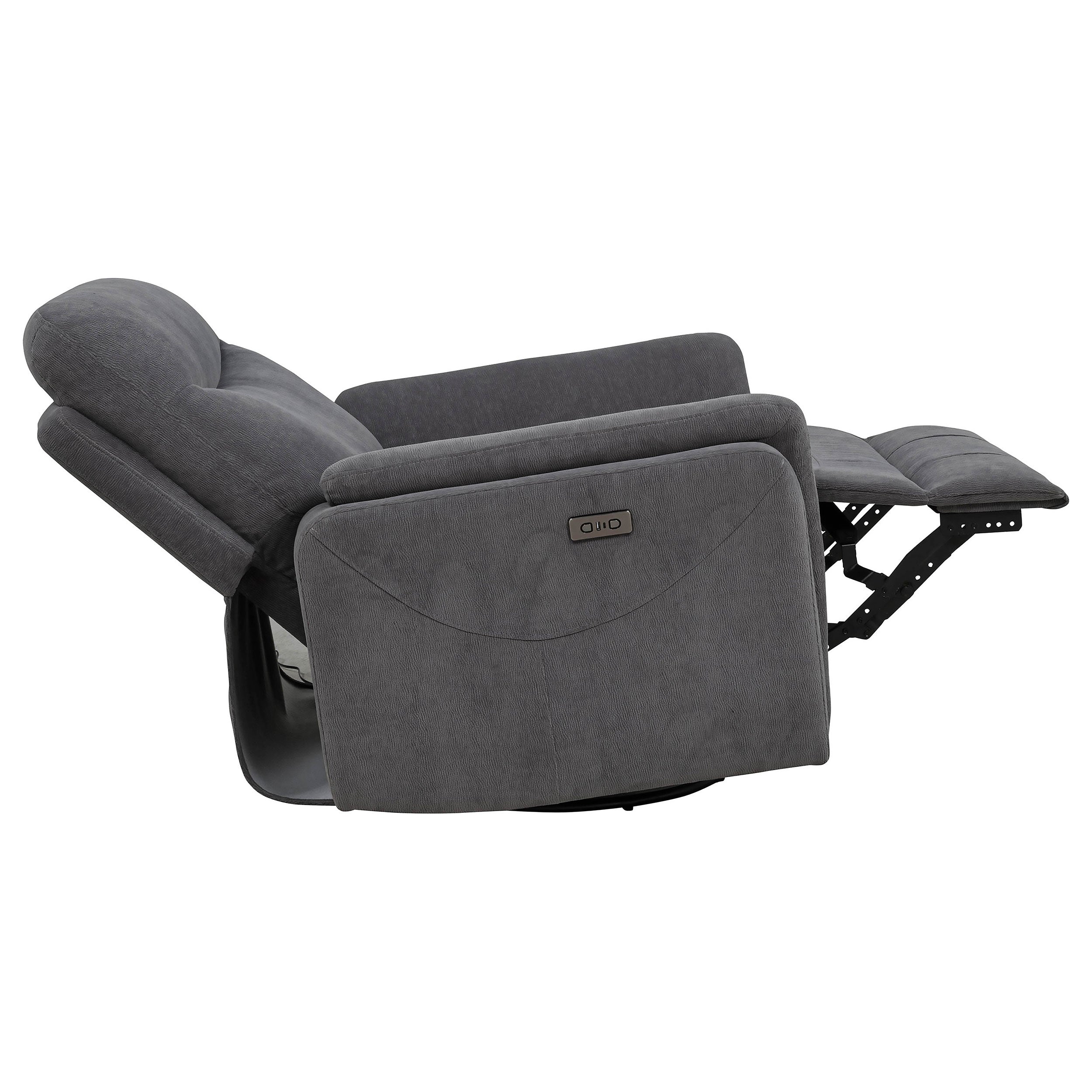 Adler Upholstered Power Swivel Glider Recliner Charcoal Grey — view 8