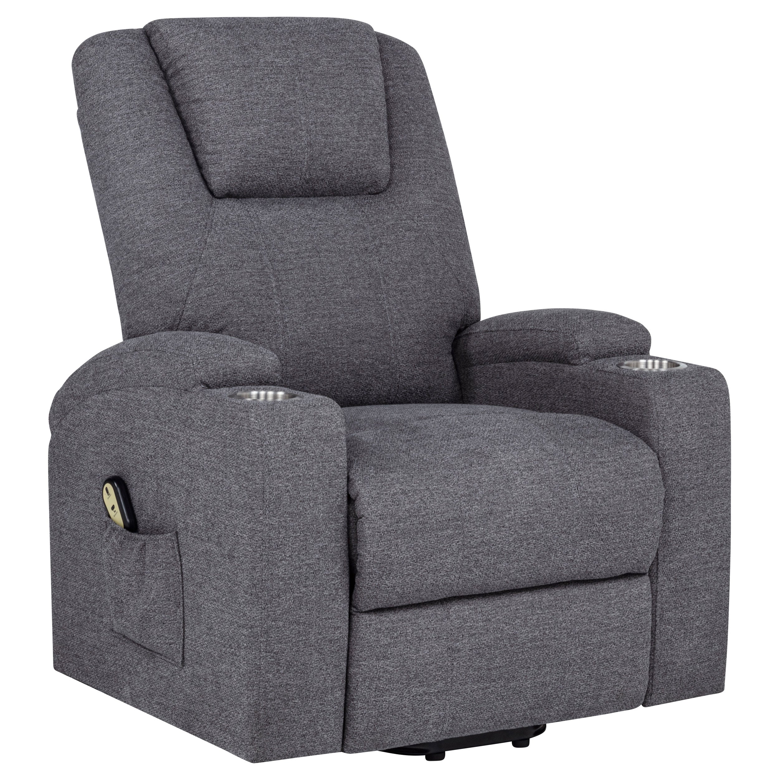 Louie Chenille Upholstered Power Lift Massage Chair Grey — view 1