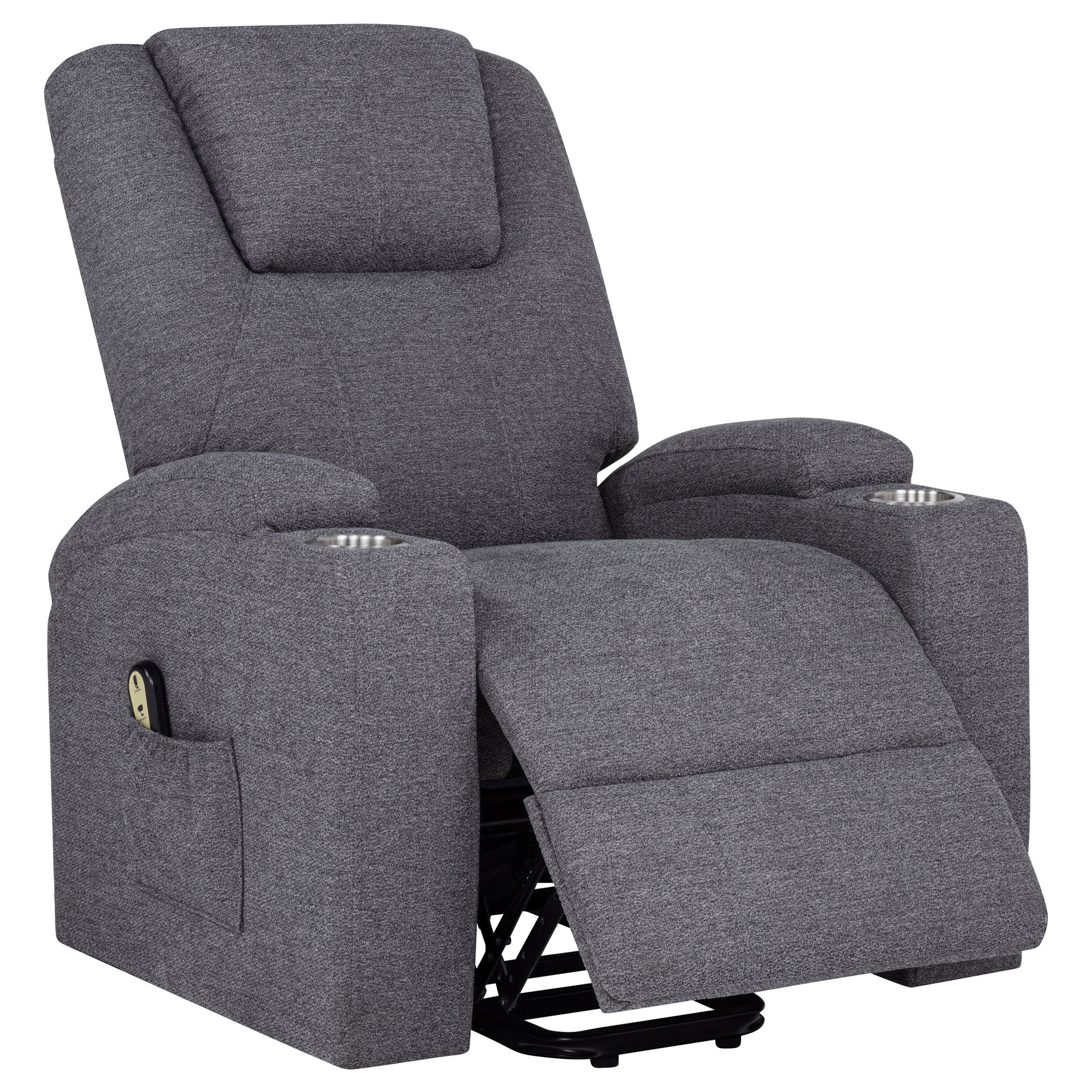 Louie Chenille Upholstered Power Lift Massage Chair Grey — view 6