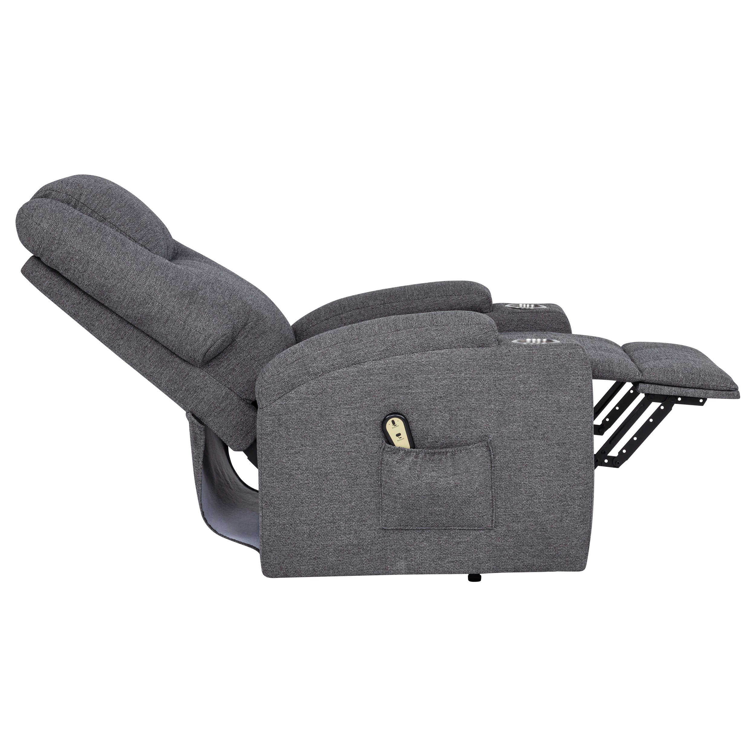 Louie Chenille Upholstered Power Lift Massage Chair Grey — view 10