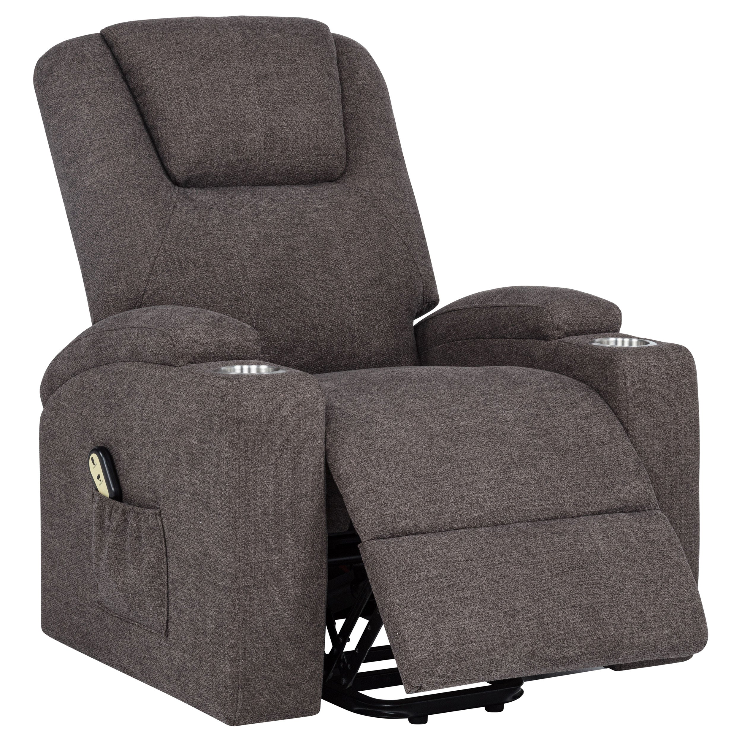 Louie Chenille Upholstered Power Lift Massage Chair Brown — view 6