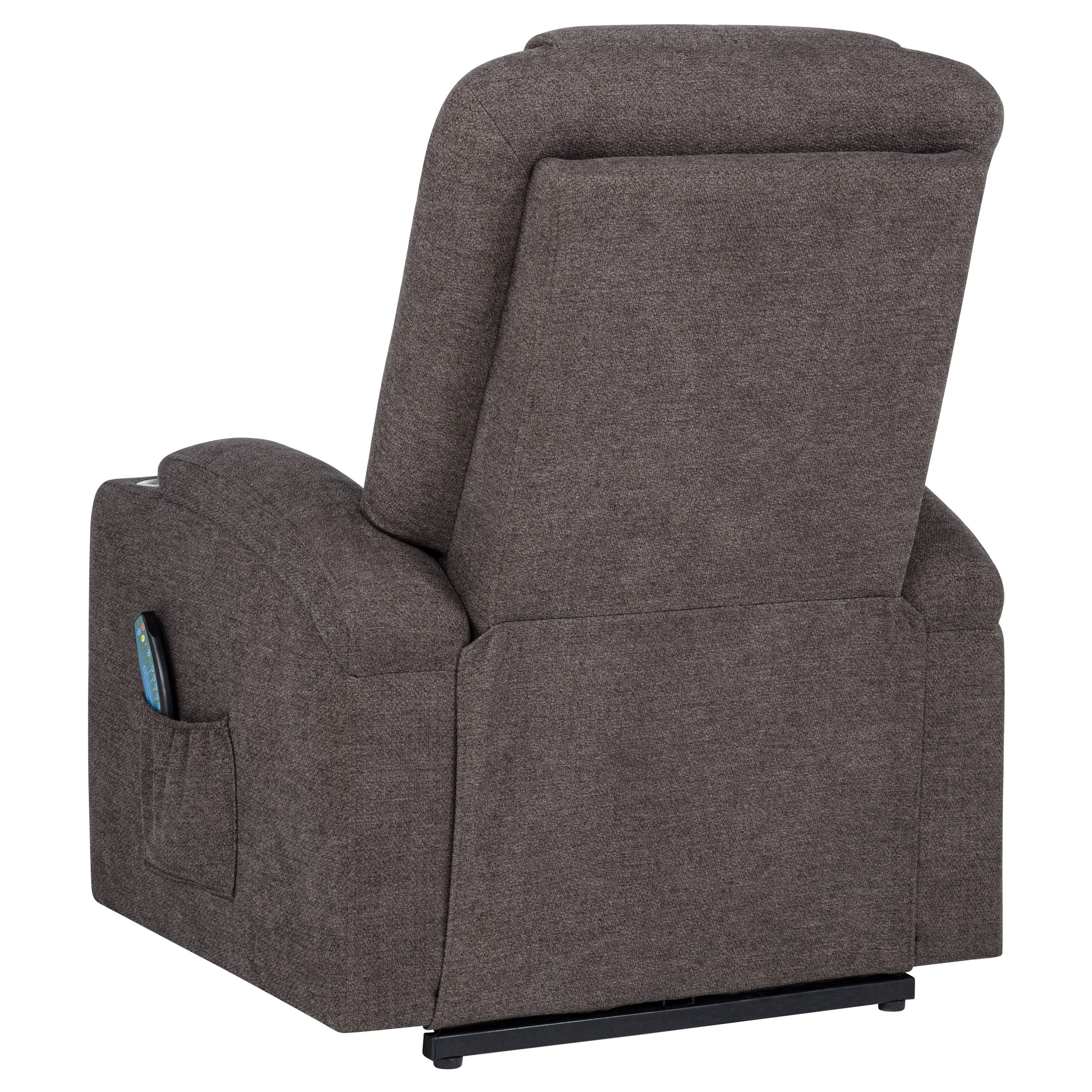Louie Chenille Upholstered Power Lift Massage Chair Brown — view 9