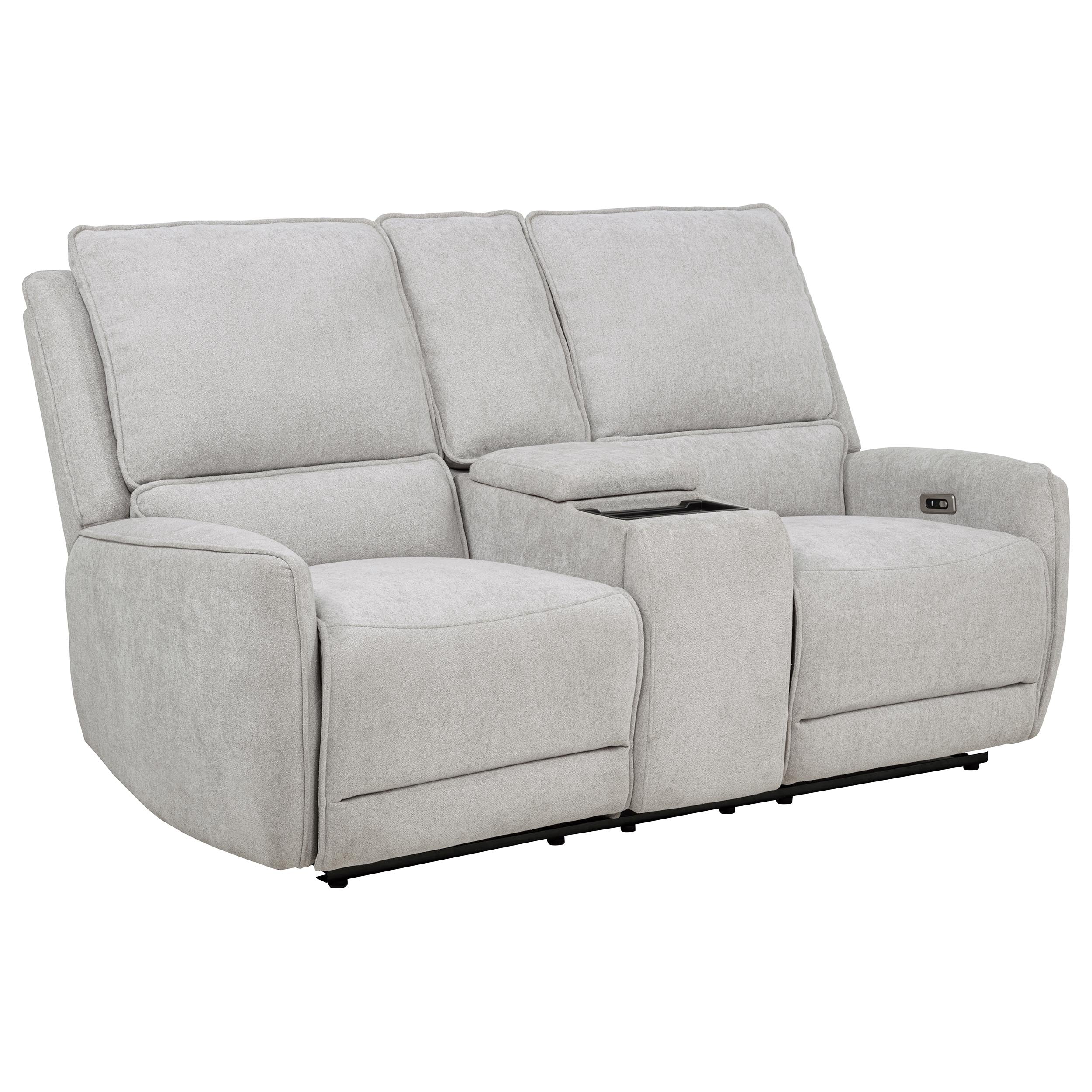 Sylmar Chenille Upholstered Power Reclining Loveseat Dove Grey — view 1