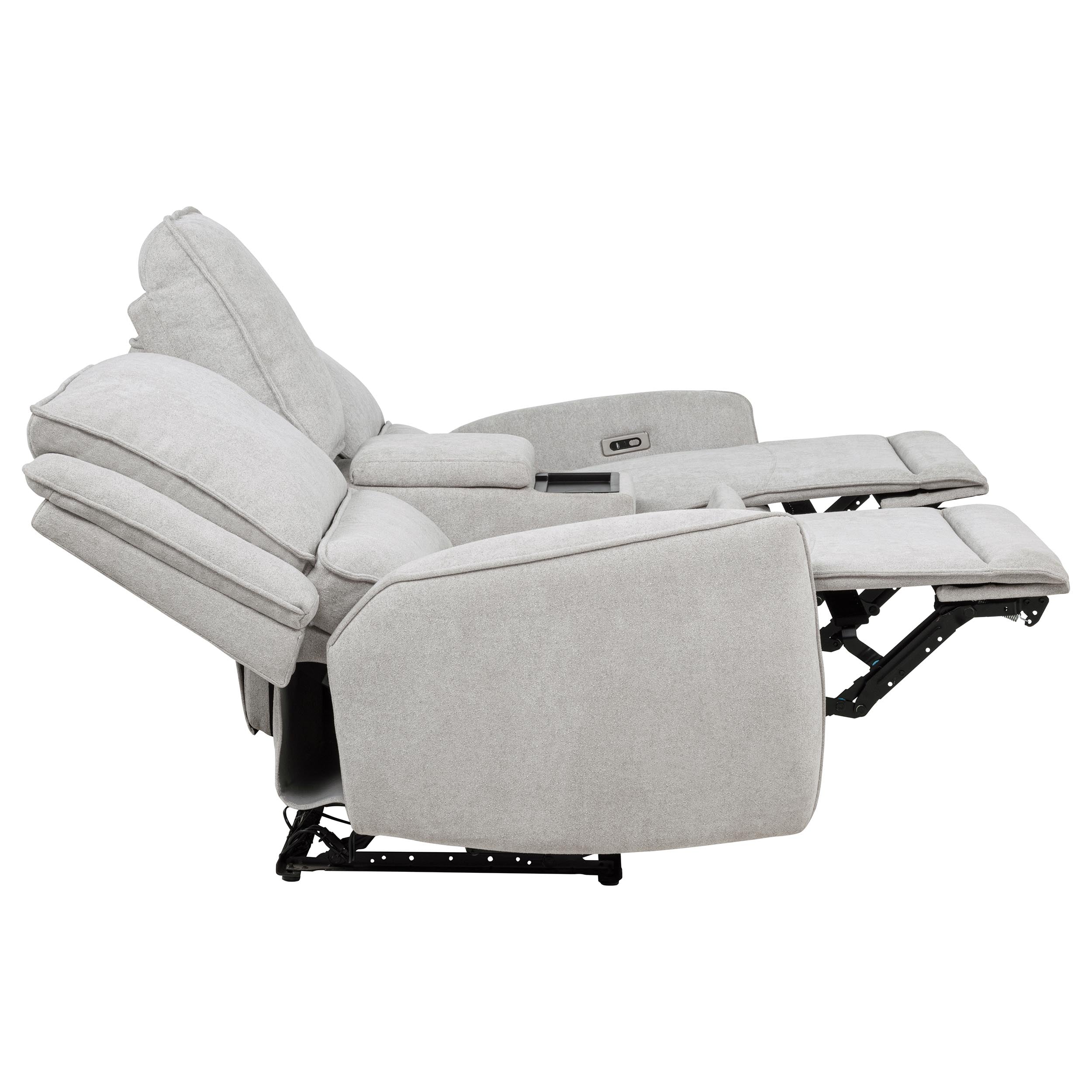 Sylmar Chenille Upholstered Power Reclining Loveseat Dove Grey — view 11