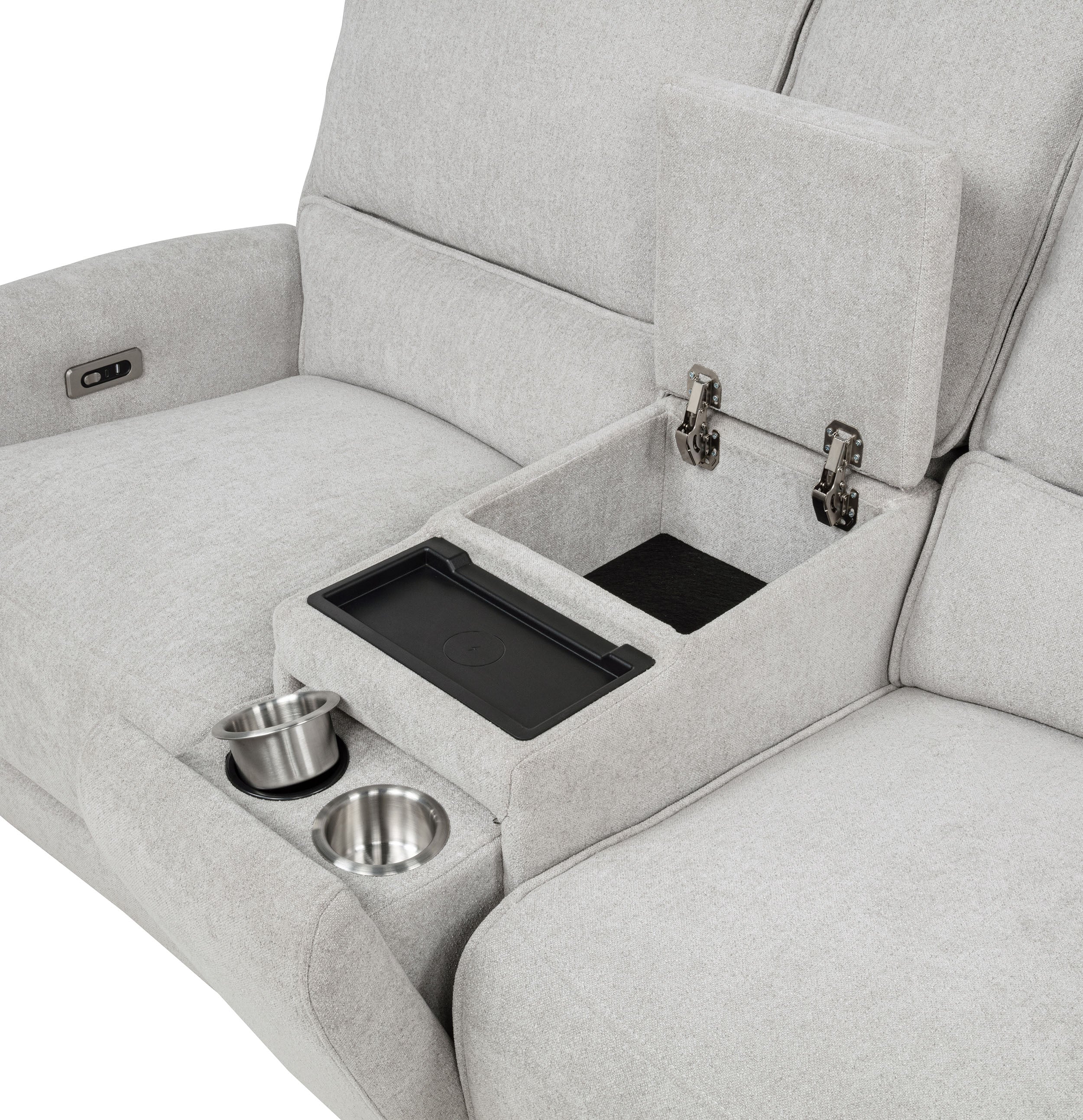 Sylmar Chenille Upholstered Power Reclining Loveseat Dove Grey — view 13