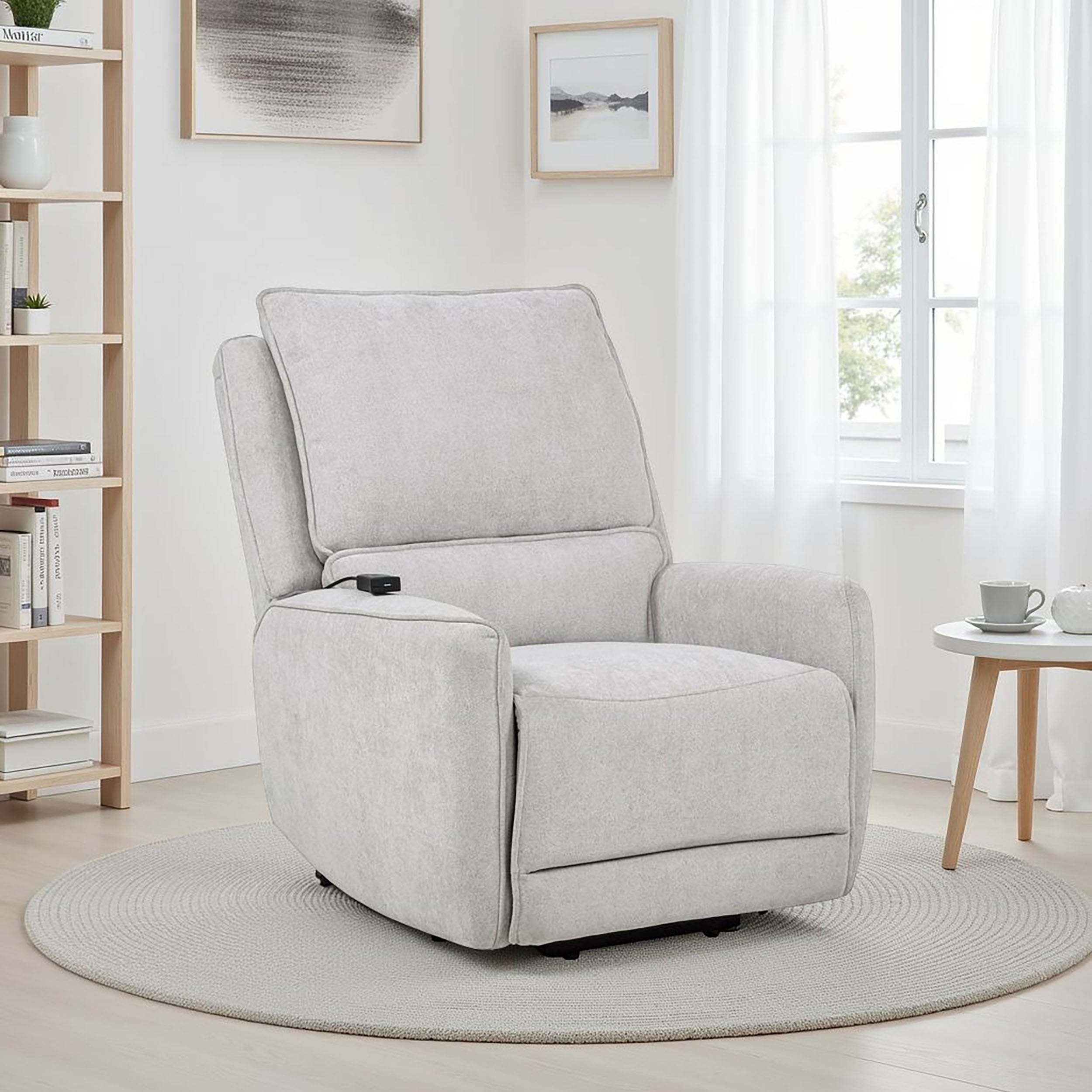 Sylmar Chenille Upholstered Dual Power Lift Recliner Dove Grey — view 2