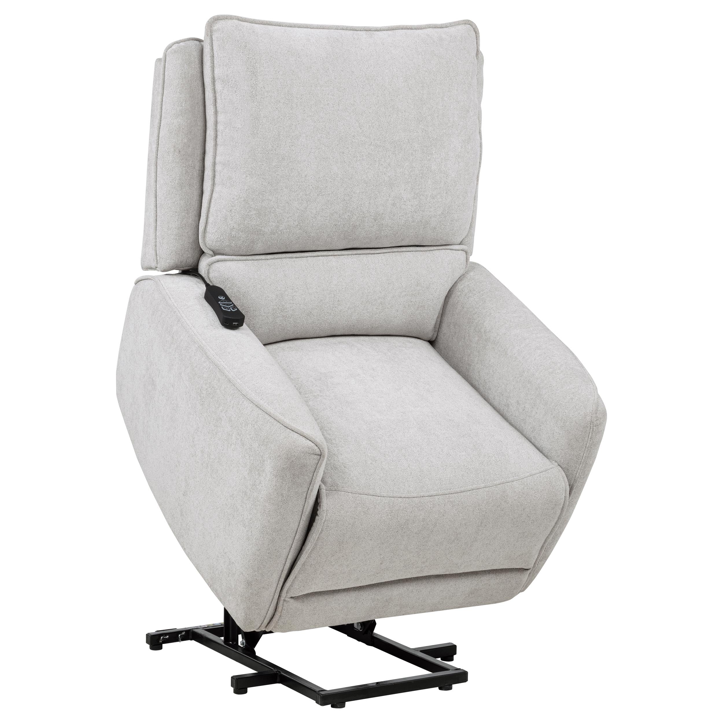 Sylmar Chenille Upholstered Dual Power Lift Recliner Dove Grey — view 5