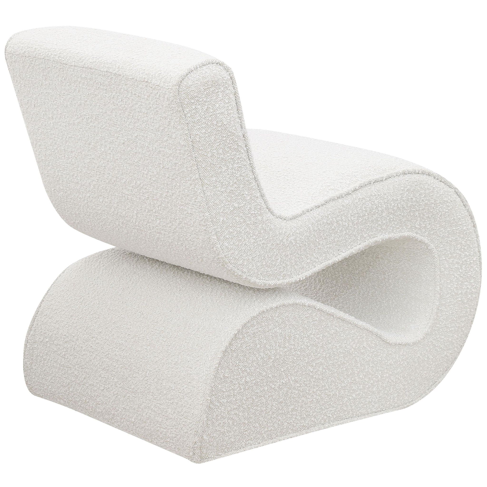 Ronea Boucle Upholstered Armless Curved Chair Cream - Atlantic Fine Furniture Melbourne FL