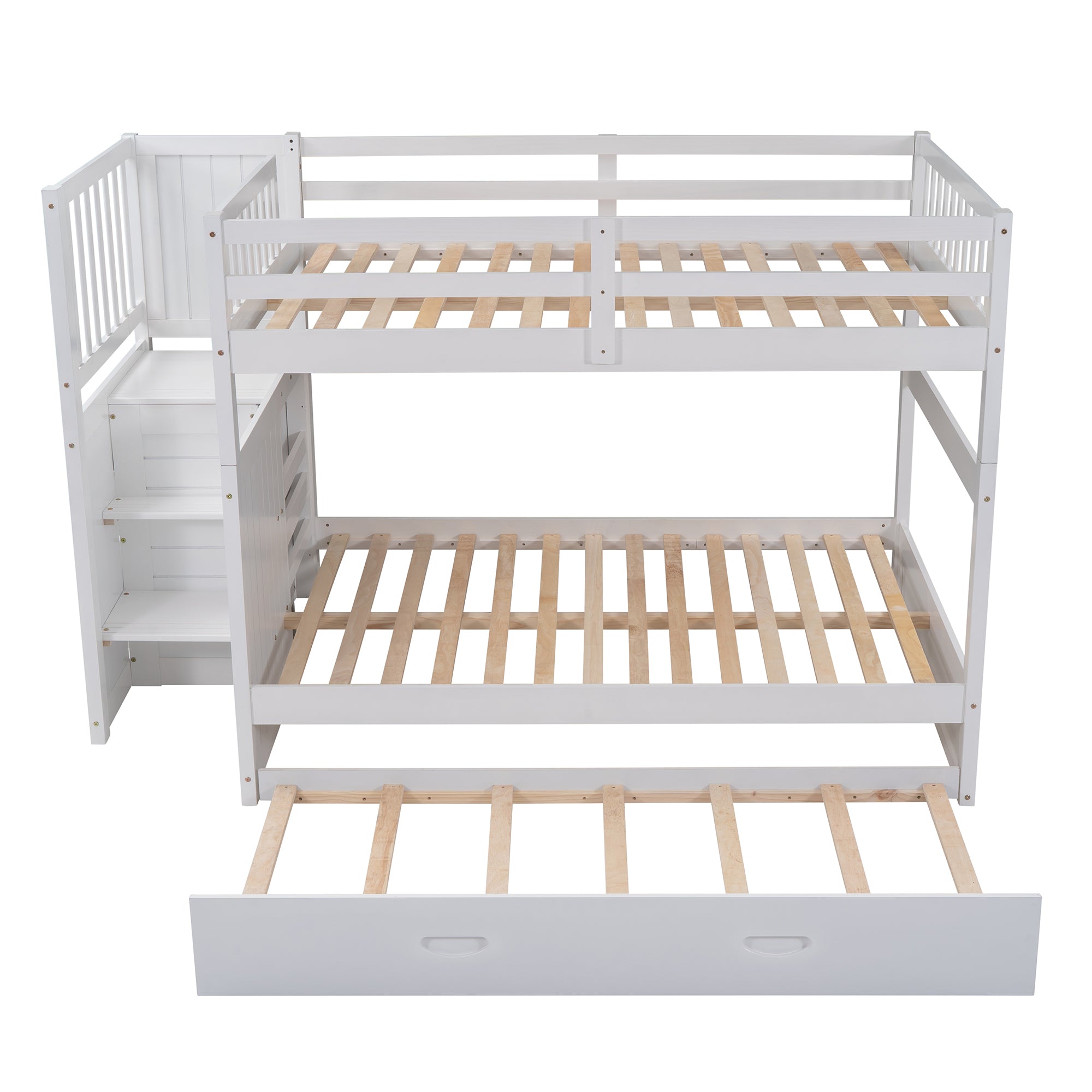 Full over Full Bunk Bed with Twin Size Trundle, White (old sku: LT000026AAK ) - Atlantic Fine Furniture Melbourne FL