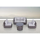 Wicker Outdoor Lounge Set With Cushions And Fire Pit