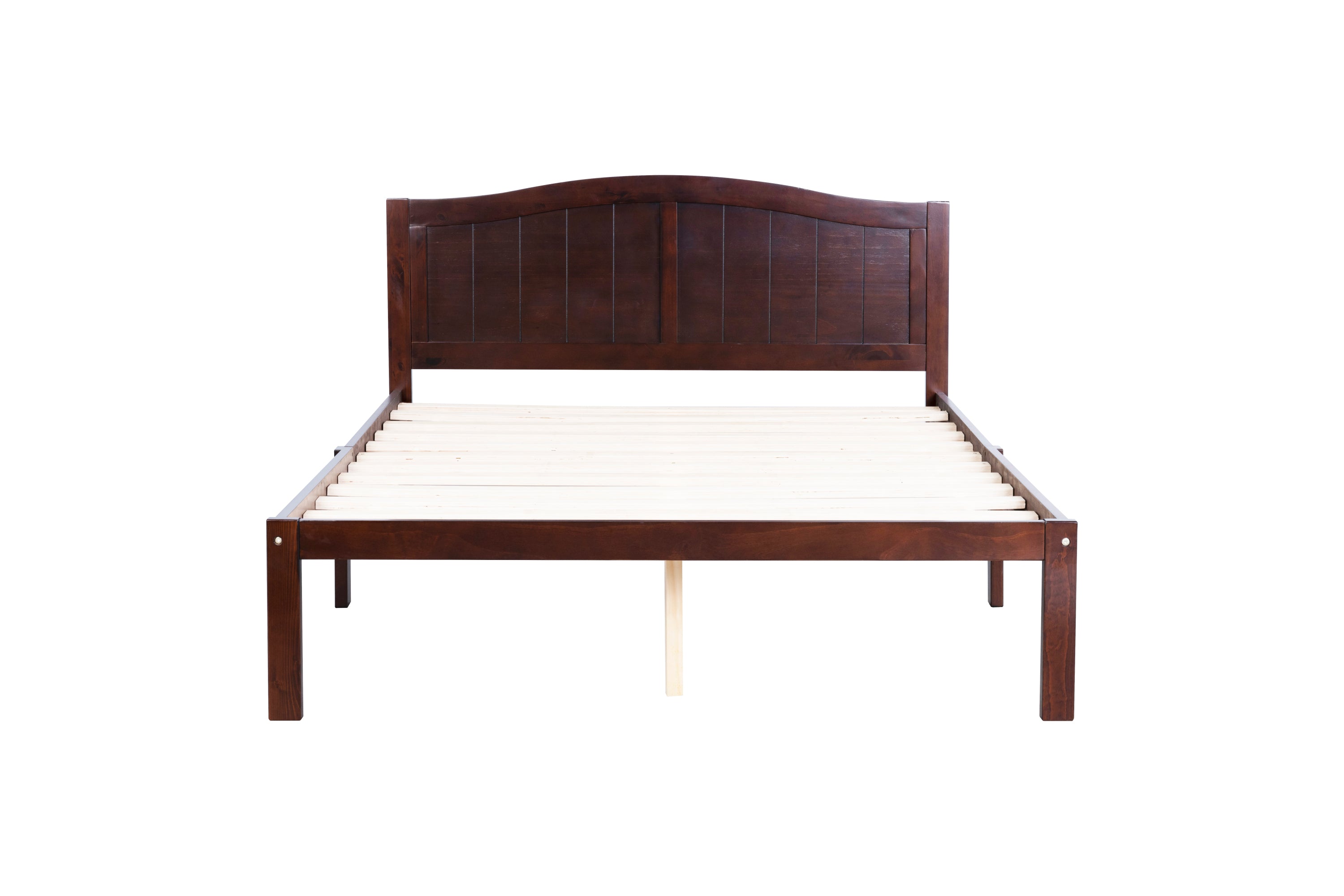Full Size Bed, Wood Platform Bed Frame with Headboard For Kids, Slatted, Dark Walnut - Atlantic Fine Furniture Melbourne FL