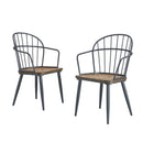 Contemporary Indoor Dining Set With Metal Legs, Birch, And Metal - Black / Natural