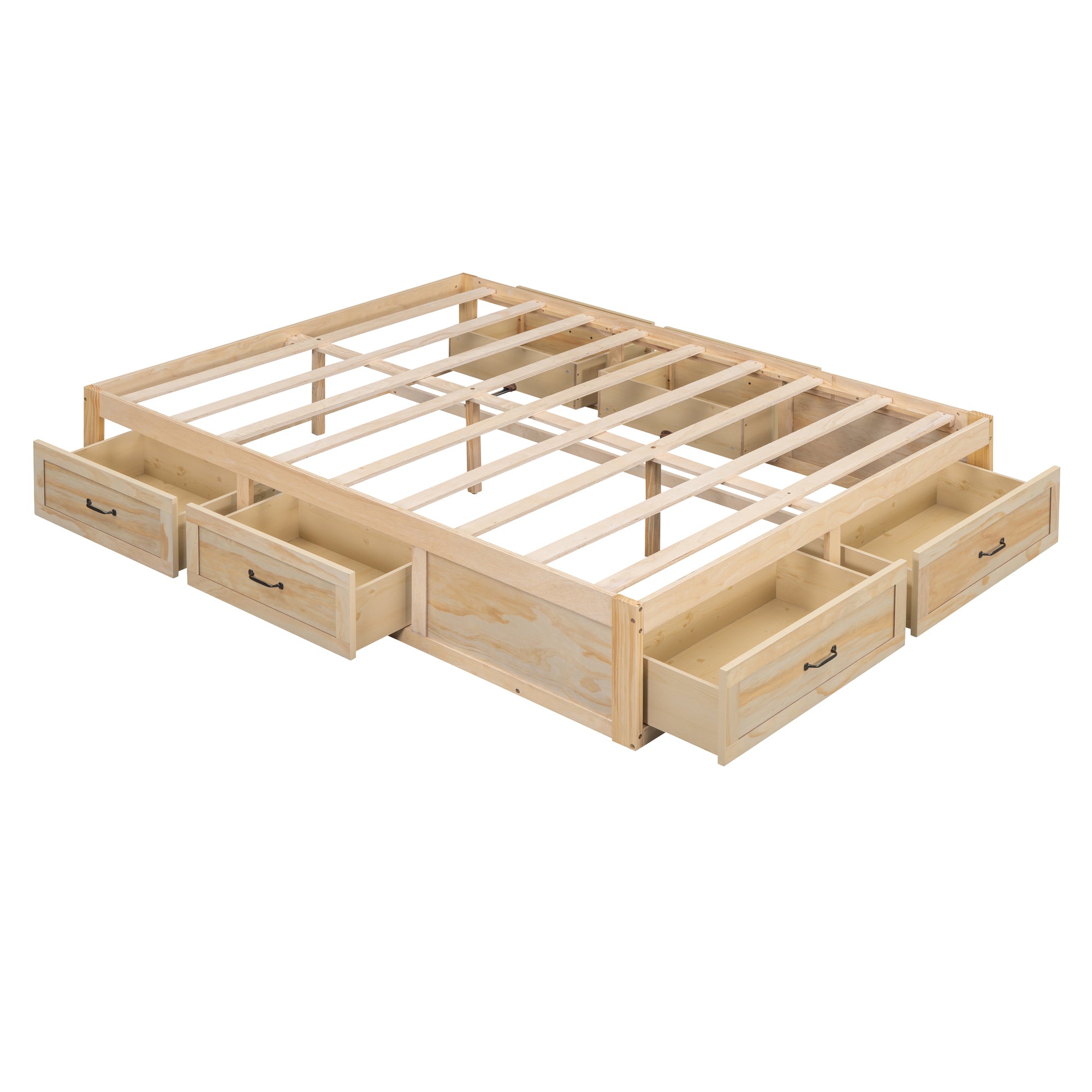 Queen Size Platform Bed with 6 Storage Drawers,Antique Natural - Atlantic Fine Furniture Melbourne FL