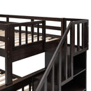 Stairway Bunk Bed With Storage And Guard Rail For Bedroom