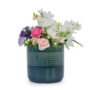 Grid Flowerpot (Set of 3), Planter For Patio, Garden, Windowsill - Blue / Green