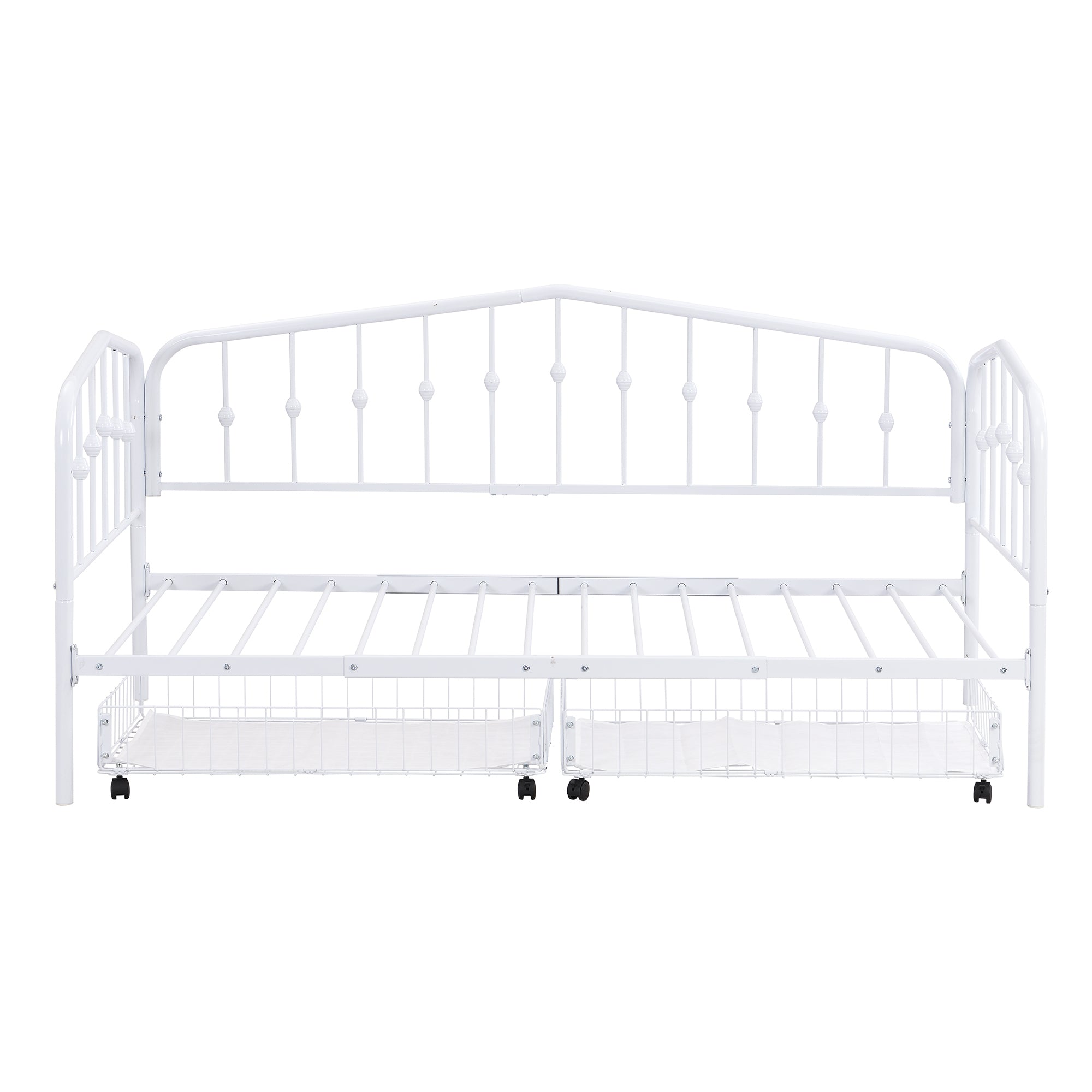 Twin Size Stylish Metal Daybed with 2 Drawers, White