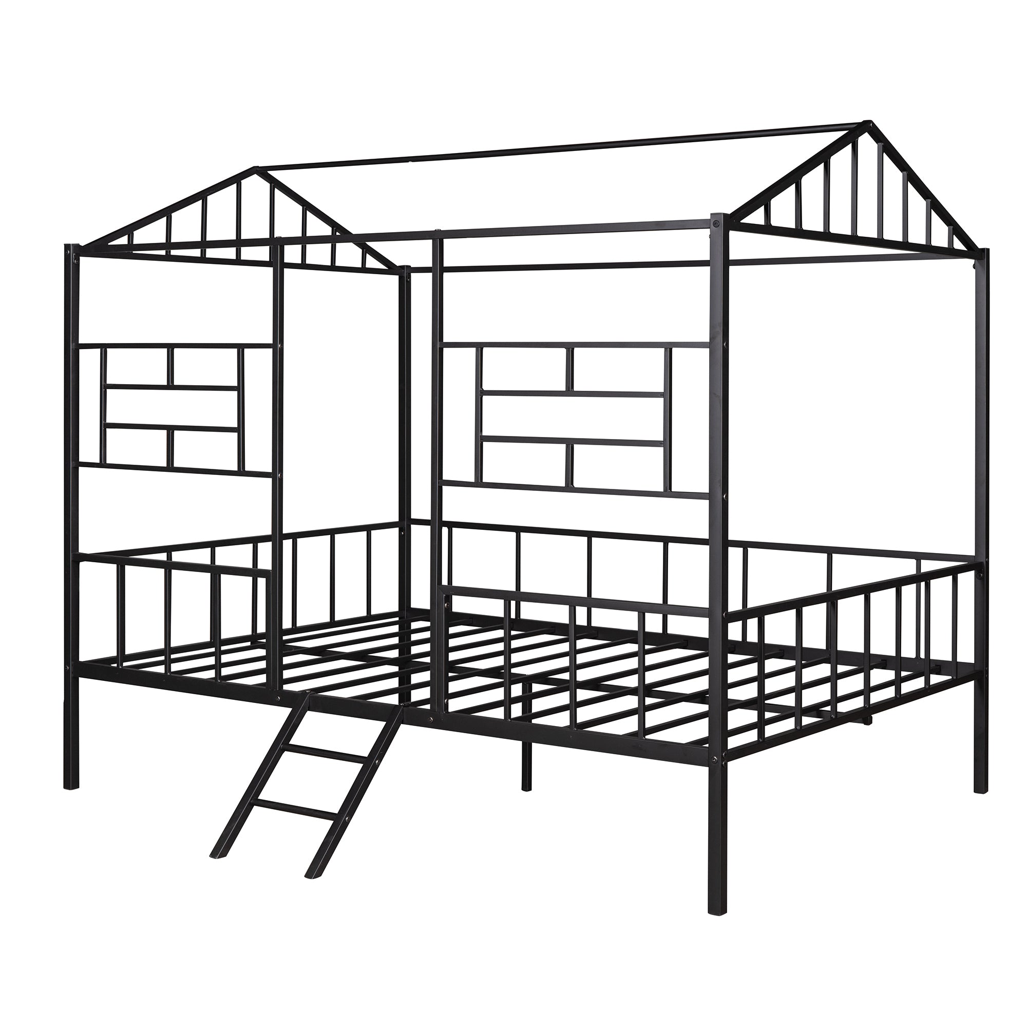 Metal House Bed Frame Full Size with Slatted Support No Box Spring Needed Black - Atlantic Fine Furniture Melbourne FL