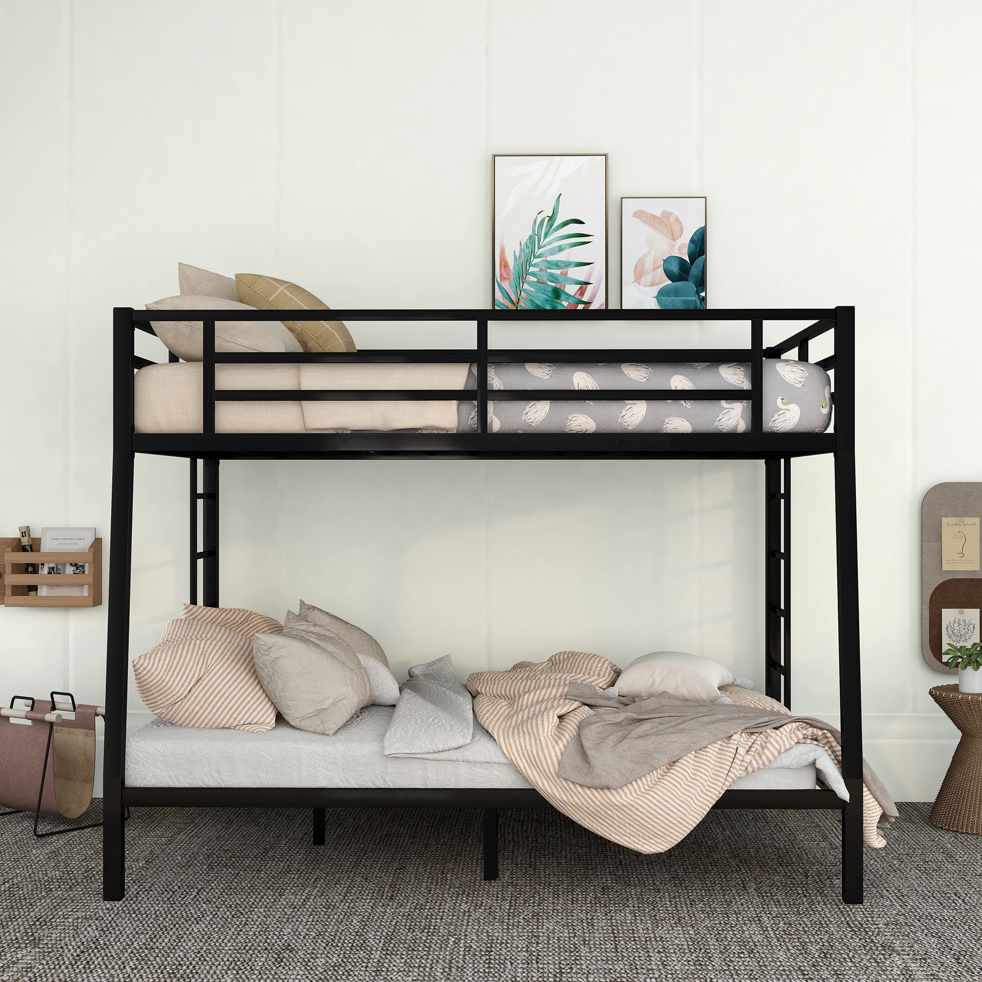 Metal Full XL over Queen Bunk Bed for Teens and Adults,Space-Saving/Noise Reduced/No Box Spring Needed, Old SKU W1307S00015(Expect arrive date 2024/3/24)