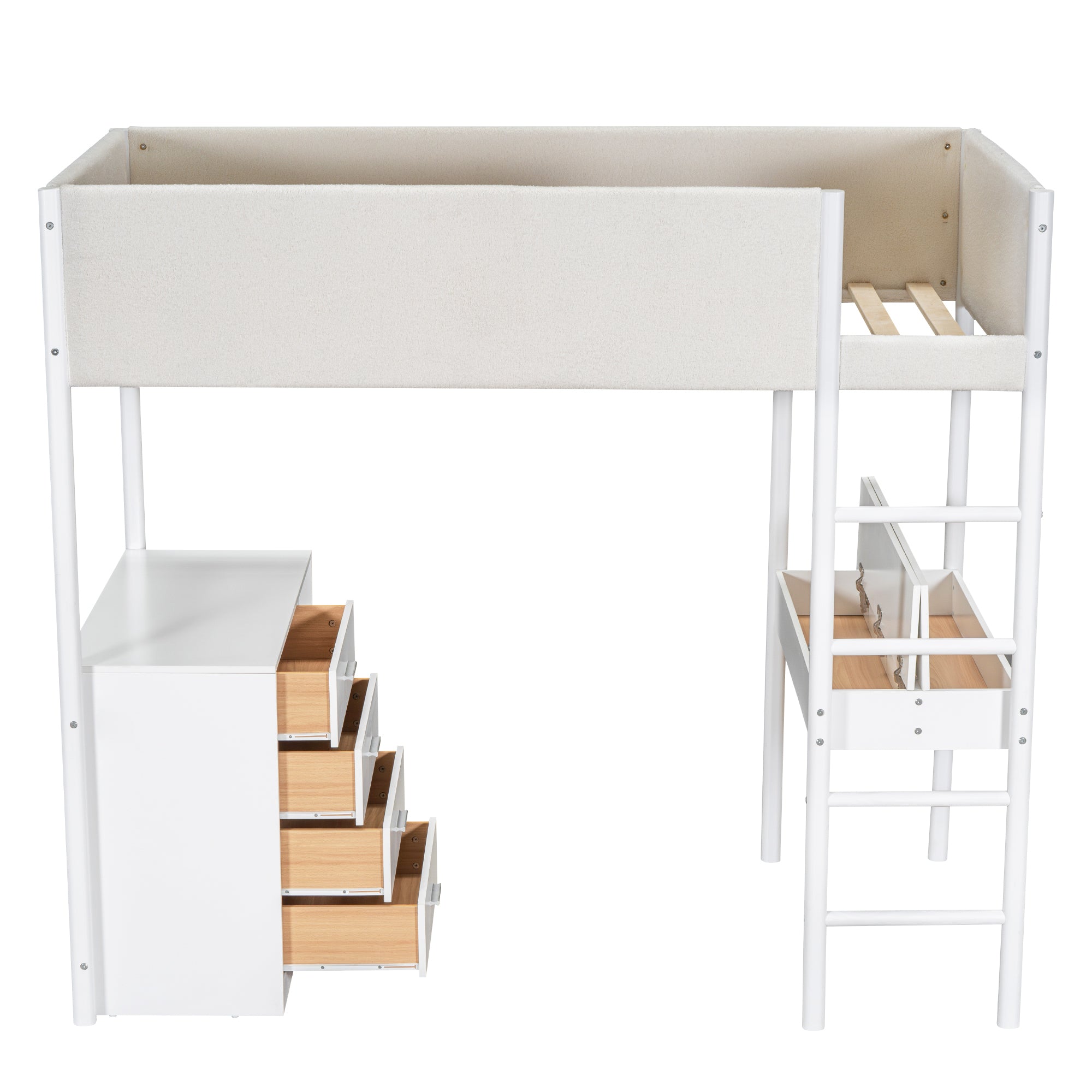 Twin Size Teddy FleeceLoft Bed Wood Bed, White - Atlantic Fine Furniture Melbourne FL