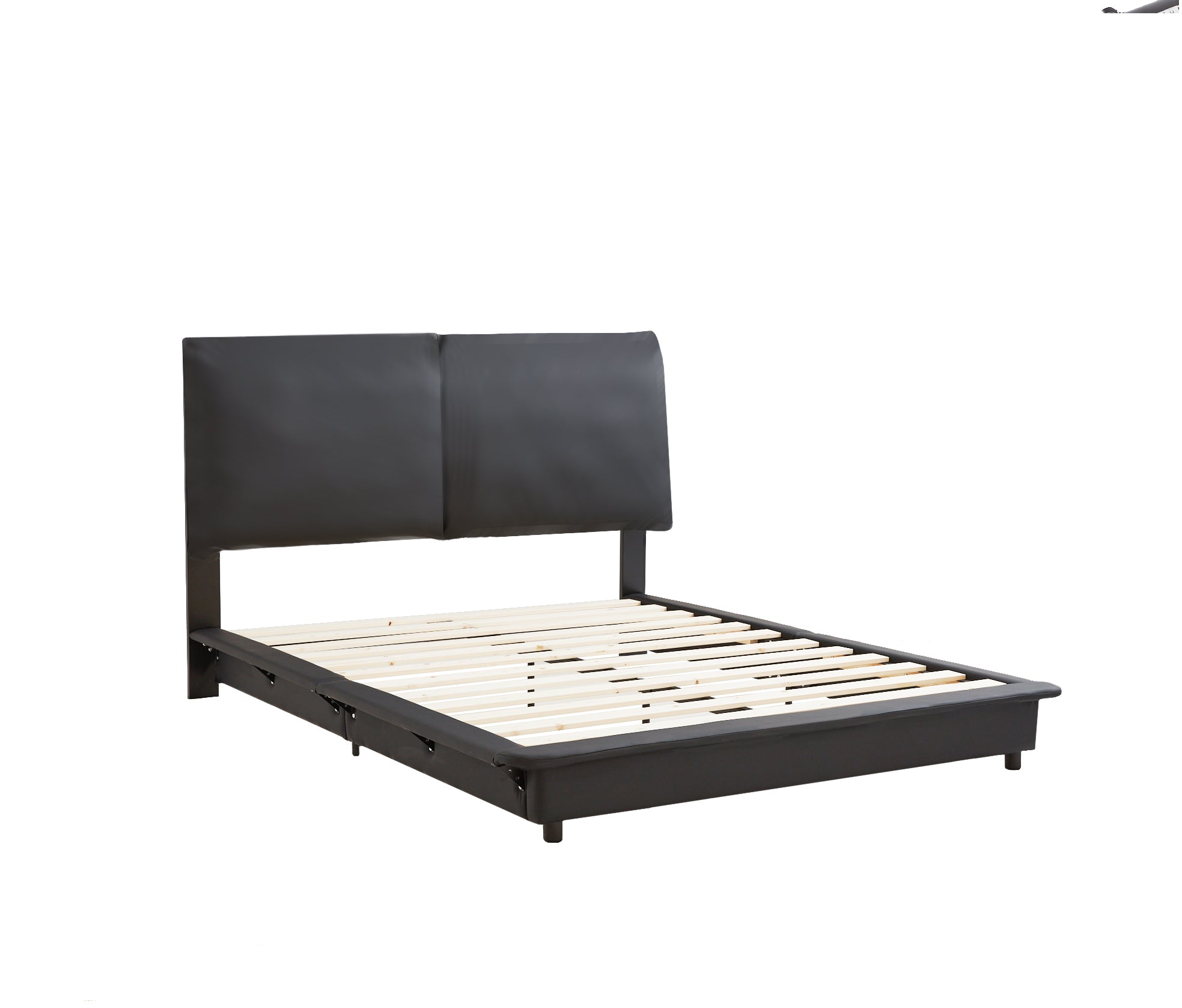 Full Size Upholstered Platform Bed with Sensor Light and Ergonomic Design Backrests, Black - Atlantic Fine Furniture Melbourne FL