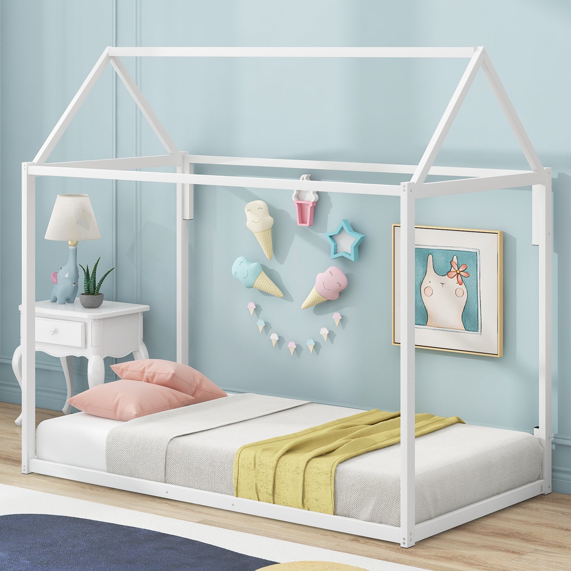 Metal House Shape Platform Bed, twin - Atlantic Fine Furniture Melbourne FL