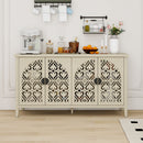 Hollowed Out Cabinet With 4 Doors, Suitable For Bedroom - Natural