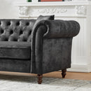 Chesterfield Loveseat, High Tech Fabric Roll Armrest