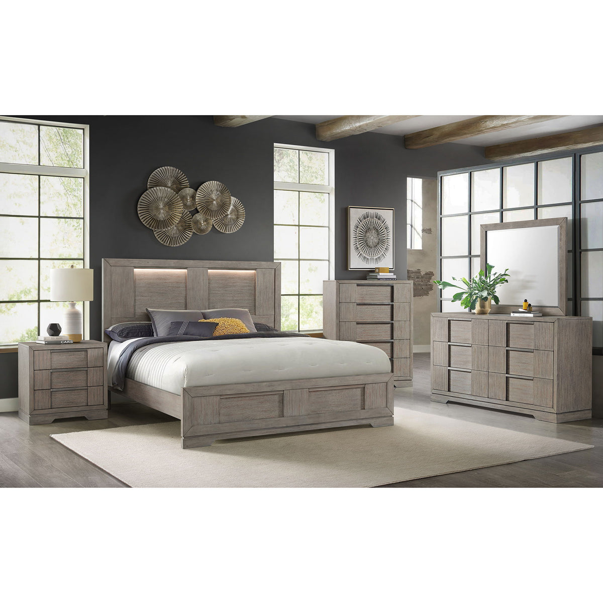 Kelis 5 Drawer Chest in Gray by Elements International, view 6