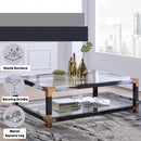 Lafty - Coffee Table - Clear Glass & White Brushed