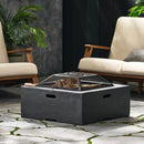 Outdoor Square Mgo Wood Burning Fire Pit - Dark Gray