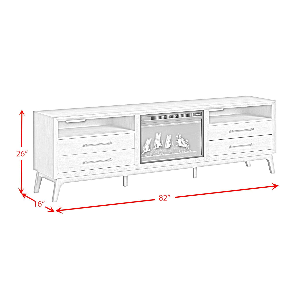 Westland TV Console With Fireplace Insert in Almond by Elements International, view 6
