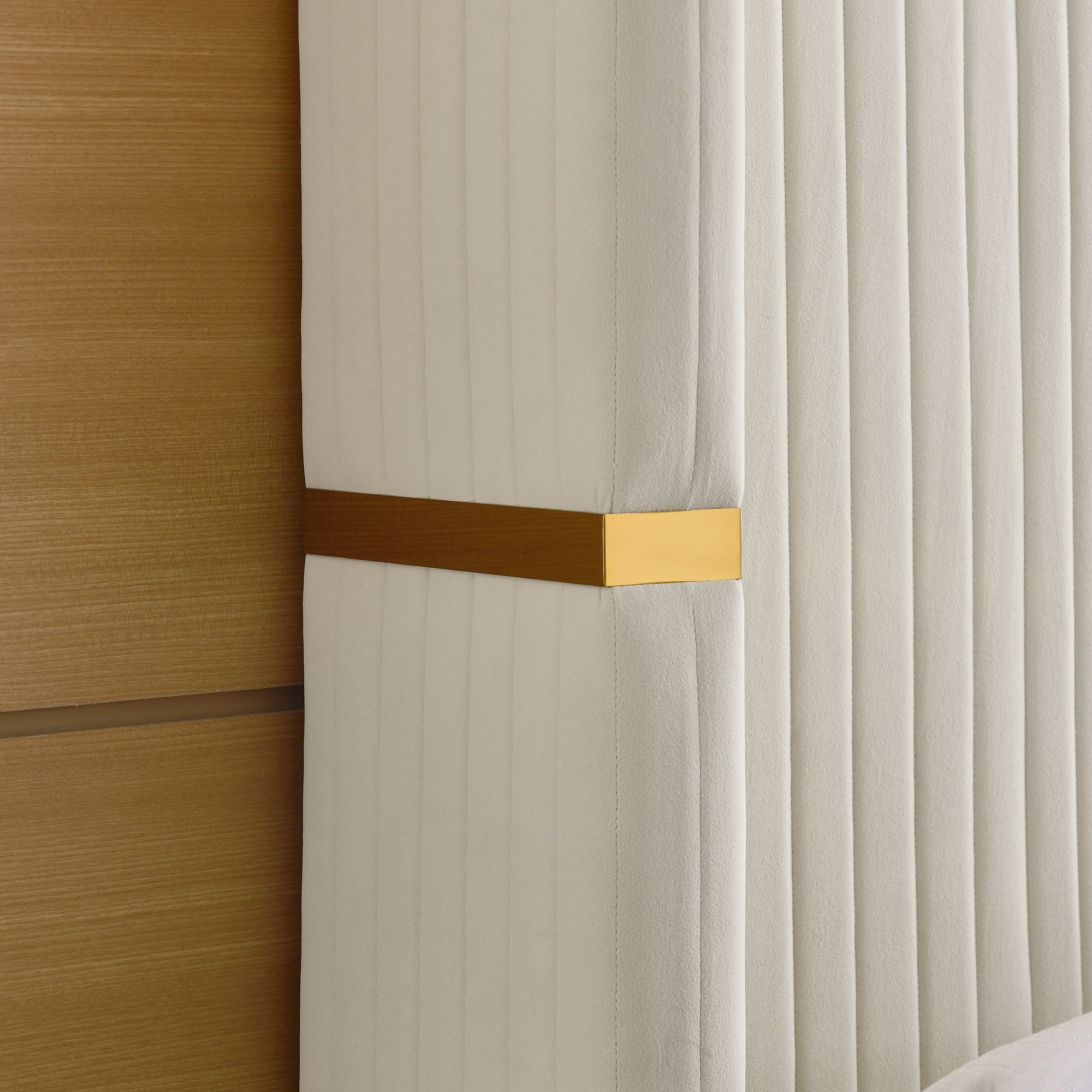 Corduroy Upholstered Bed Frame Queen Size 65" Tall Wingback Headboard Queen Bed Frame Metal Decoration /No Box Spring Needed