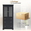 Freestanding Tall Bathroom Cabinet With Adjustable Shelves, Drawers, Soft Close Glass Doors