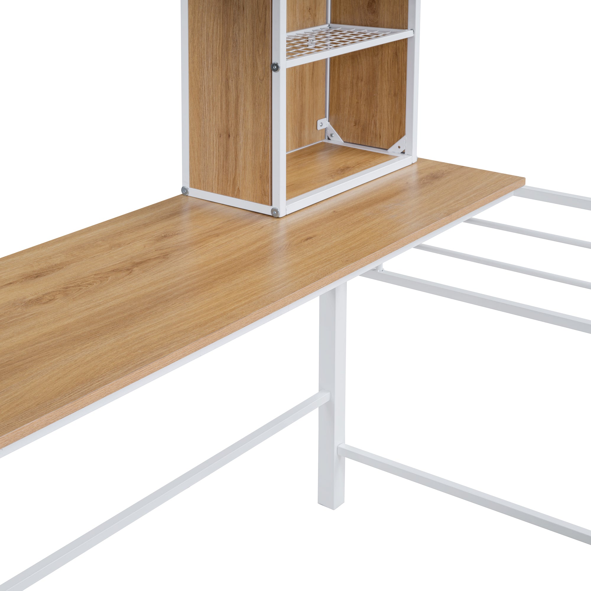 Full Size Loft Bed with Desk and Shelf, Loft Bed with Ladder,Full,White - Atlantic Fine Furniture Melbourne FL