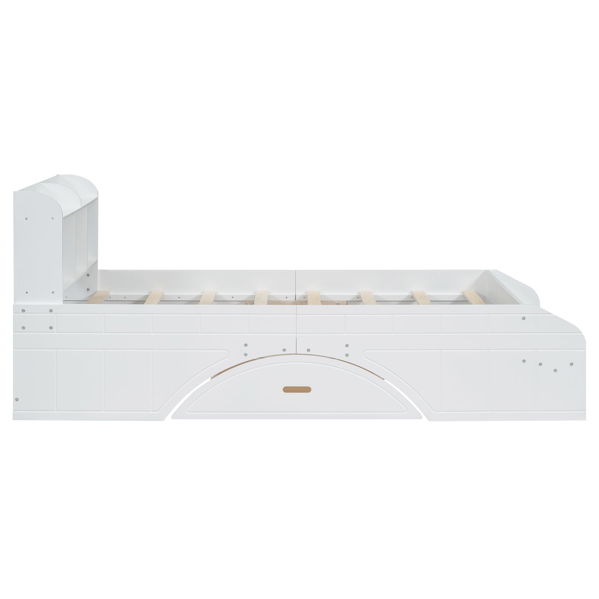 Wood Twin Size Platform Bed with 2 Drawers, Storage Headboard and Footboard, White - Atlantic Fine Furniture Melbourne FL