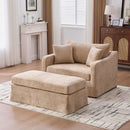 Accent Chair Wide With 2 Bolster Pillows, And Matching Ottoman