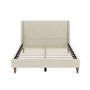 Modern Velvet Upholstered Platform Bed With Wingback Headboard