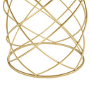 Contemporary Golden Side Table With Top And Metal Frame - Natural / Gold