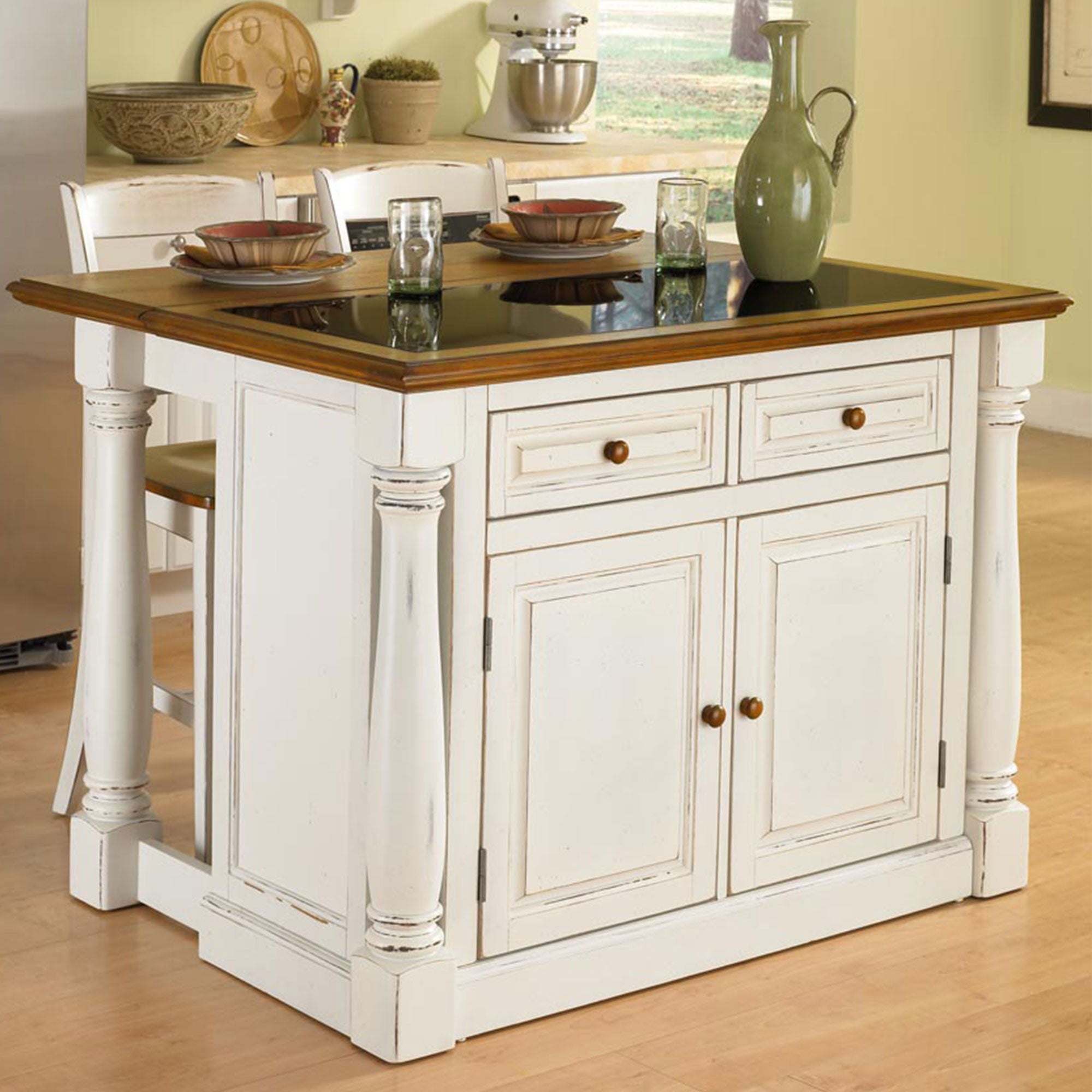Monarch - Wood Kitchen Island Set - White