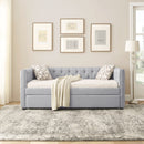 Inspired Upholstered Daybed With Trundle, Button Tufted