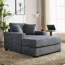 Oversized Chaise Lounger Modern Style Sofa Couch, With Pillows, Charge Station & Cup Holders